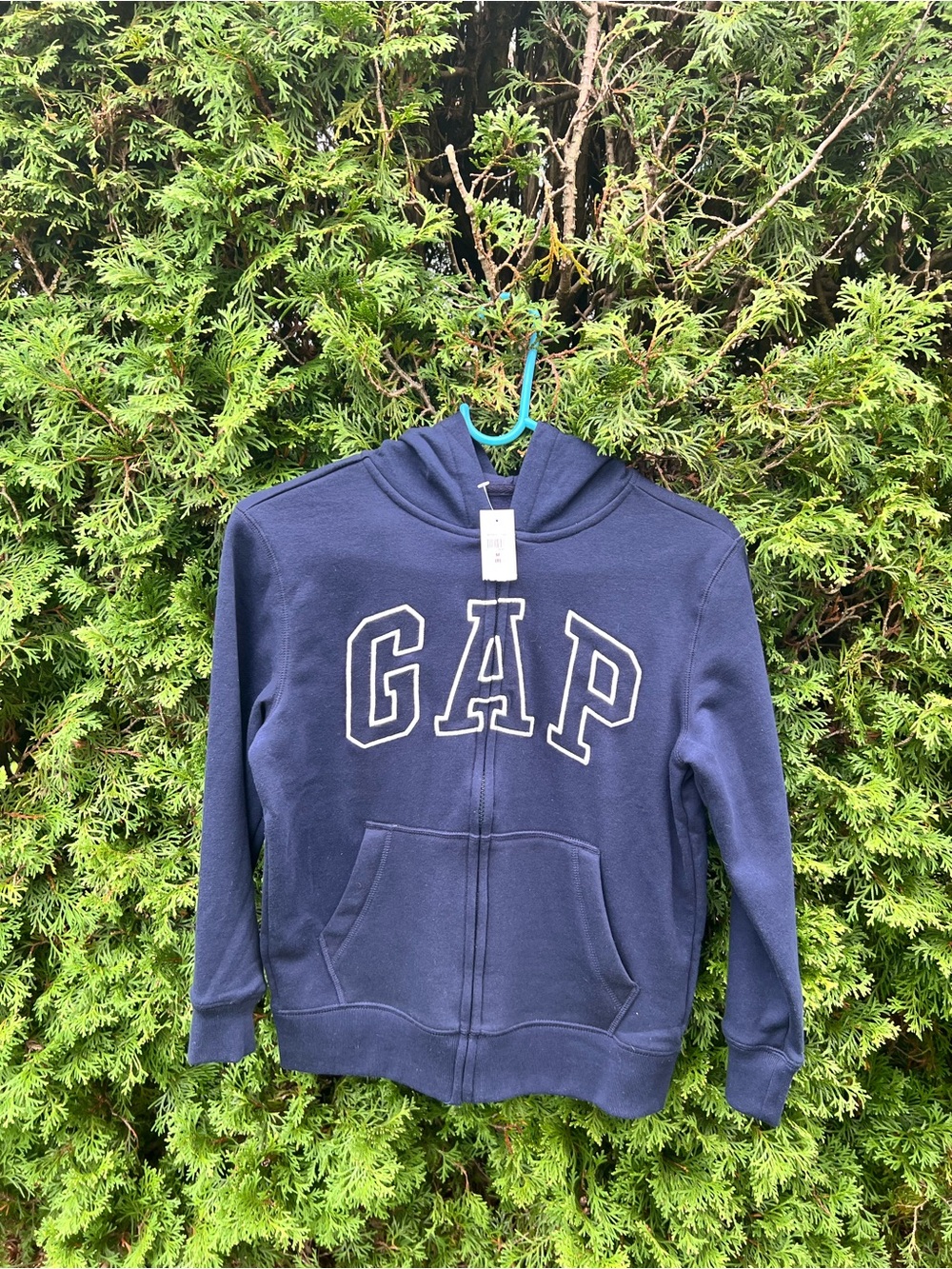 GAP Kids Navy Blue Zip Hoodie with White Logo